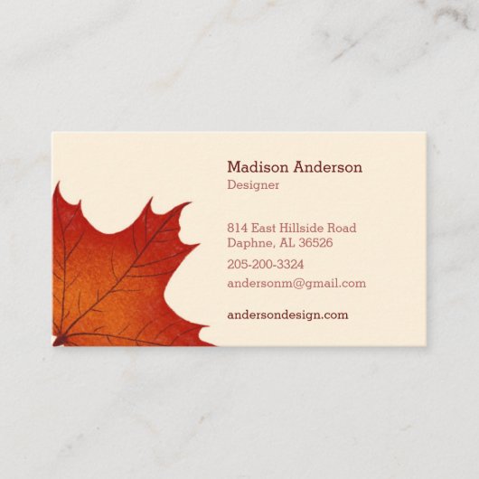 Creative Colorful Fall Maple Leaf Visitenkarte (Vorderseite)