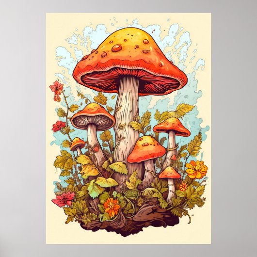 Creative Colorful Mushroom Collage Poster (Vorne)