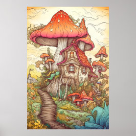 Creative Colorful Psychedelic Mushroom Art Poster