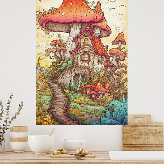 Creative Colorful Psychedelic Mushroom Art Poster (Küche)