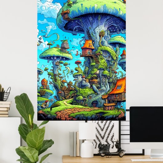 Creative Colorful Psychedelic Mushroom Art Poster (Heimbüro)