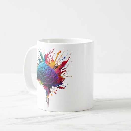 Creative Colorful Splash Brain Design Kaffeetasse (Vorderseite Links)