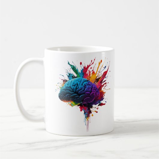 Creative Colorful Splash Brain Design Kaffeetasse (Links)