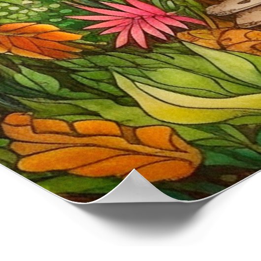 Creative Colorful Whimsical Mushroom Delling Poster (Ecke)