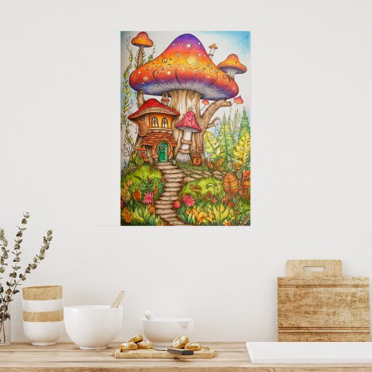 Creative Colorful Whimsical Mushroom Delling Poster (Küche)