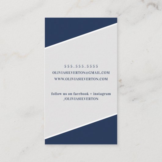 CREATIVE CORNERS Classic Monogramm Marine grau wei Visitenkarte (Rückseite)