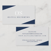 CREATIVE CORNERS Classic Monogramm Marine grau wei Visitenkarte (Vorne/Hinten)