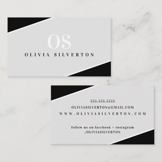 CREATIVE CORNERS-Klassik in Monogramm, schwarz, gr Visitenkarte (Vorne/Hinten)