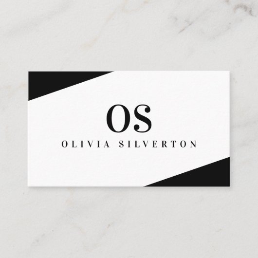 CREATIVE CORNERS-Klassiker Monogramm Schwarz-weiß Visitenkarte (Vorderseite)