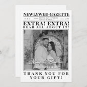 Creative Custom Minimalistisch Newspaper Foto Wedd Einladung (Vorne/Hinten)