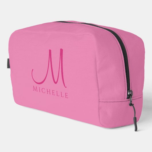 Creative Custom Typografy Name Monogram Pink Waschbeutel (Rechte Ecke)