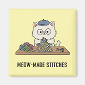 Creative Cute Cat Knitting Craft Cartoon Magnet (Vorne)