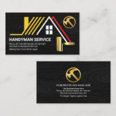 Creative Dachdecke auf Black Wood Handyman Builder Visitenkarte (Vorne/Hinten)