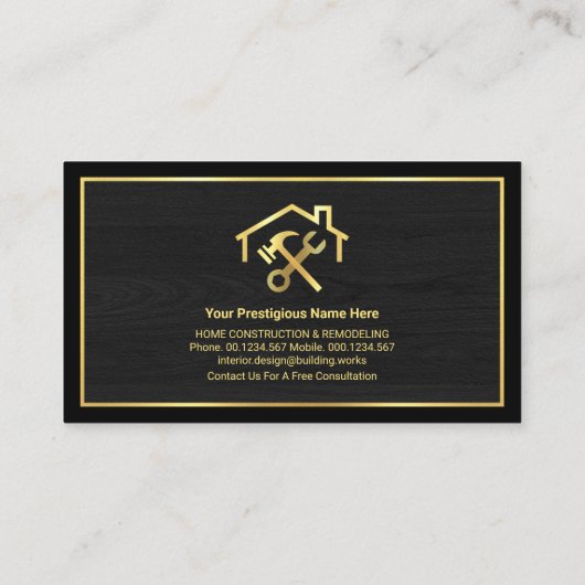 Creative Dachfenster-Spanner-Hammer-Gold-Rahmen Visitenkarte (Rückseite)