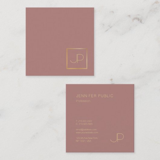 Creative Design Gold Monogram Template Moderne Lux Quadratische Visitenkarte (Vorne/Hinten)