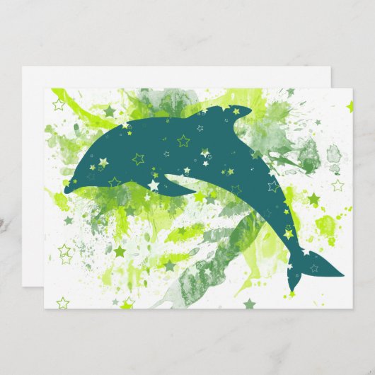 Creative Dolphin Design Einladung (Vorne/Hinten)