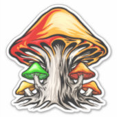 Creative Earthy Psychedelic Mushroom Art Aufkleber (Vorderseite)