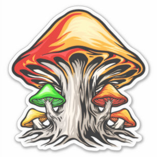 Creative Earthy Psychedelic Mushroom Art Aufkleber
