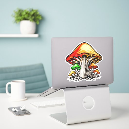 Creative Earthy Psychedelic Mushroom Art Aufkleber (Laptop auf Schreibtisch)