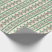 Creative elegant retro green stripes holy berry geschenkpapier (Ecke)