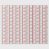 Creative elegant retro red stripes winter greenery geschenkpapier (Flach)