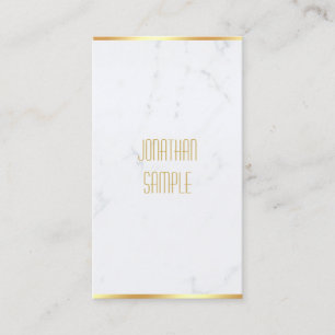Creative Elegant White Marble Gold Name Modern Visitenkarte