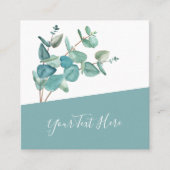 Creative Eukalyptus QR Code & Social Media Icons Quadratische Visitenkarte (Vorderseite)