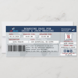 Creative Flight Boarding Pass Wedding Einladung