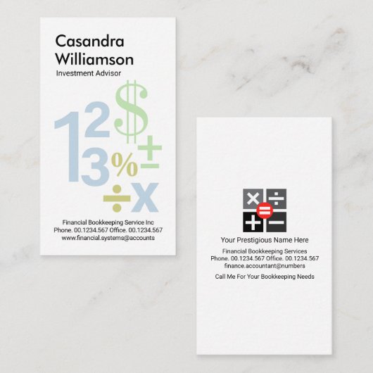 Creative Floating Numbers Math Symbols Visitenkarte (Vorne/Hinten)