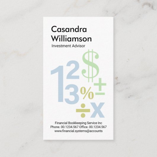 Creative Floating Numbers Math Symbols Visitenkarte (Vorderseite)