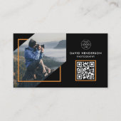 Creative Fotografy Black Qr Code Visitenkarte (Vorderseite)