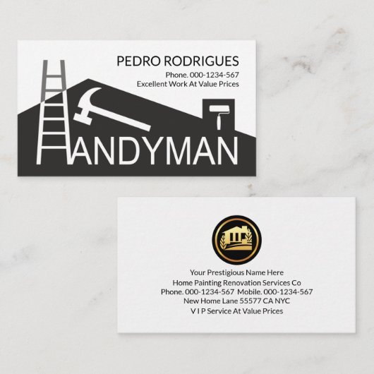 Creative Gebäude Roof Ladder Brush Builder Visitenkarte (Vorne/Hinten)