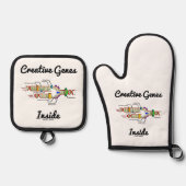 Creative Genes Inside (DNA-Replikation) Ofenhandschuh & Topflappen-Set (Vorderseite)
