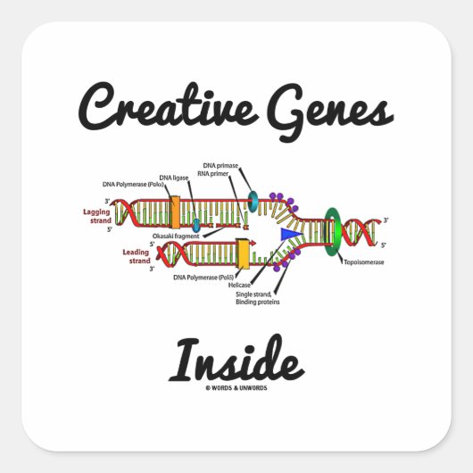 Creative Genes Inside (DNA-Replikation) Quadratischer Aufkleber (Vorderseite)