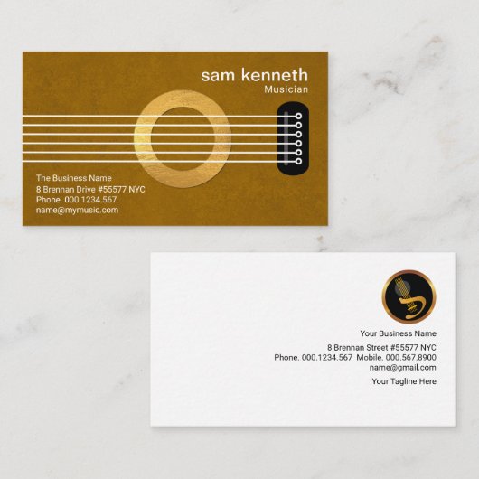 Creative Gitarre Gold Sound Hole Musiker Visitenkarte (Vorne/Hinten)