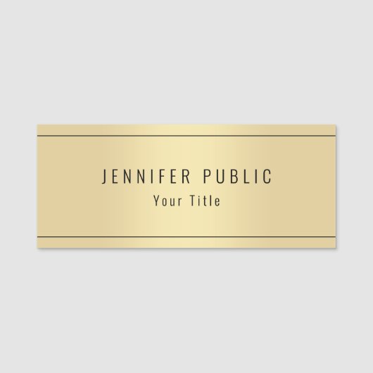 Creative Glamour Gold Look Moderne elegante Vorlag Namensschild (Vorderseite)