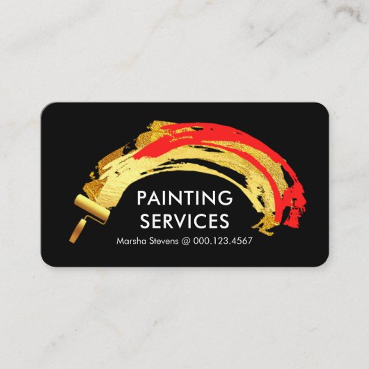 Creative Gold Brush Paint Splatter  Visitenkarte (Vorderseite)