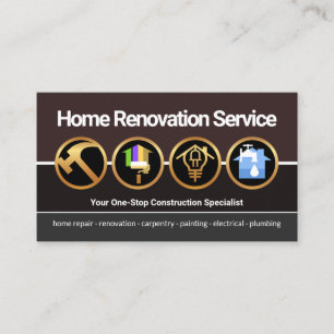 Creative Gold Construction Icon Zuhause Renovation Visitenkarte