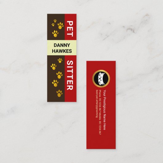 Creative Gold Doggy Paw druckt Pet Sitter Mini Visitenkarte (Vorne/Hinten)
