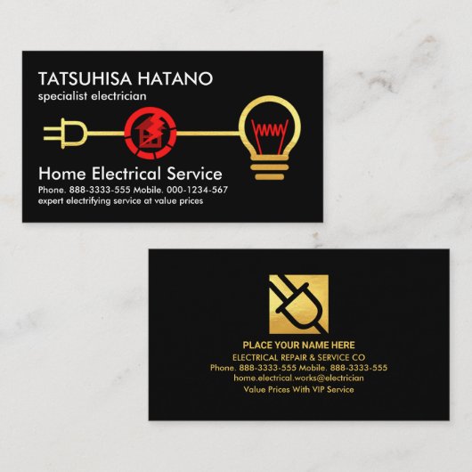 Creative Gold Electrical Zuhause Wire Visitenkarte (Vorne/Hinten)