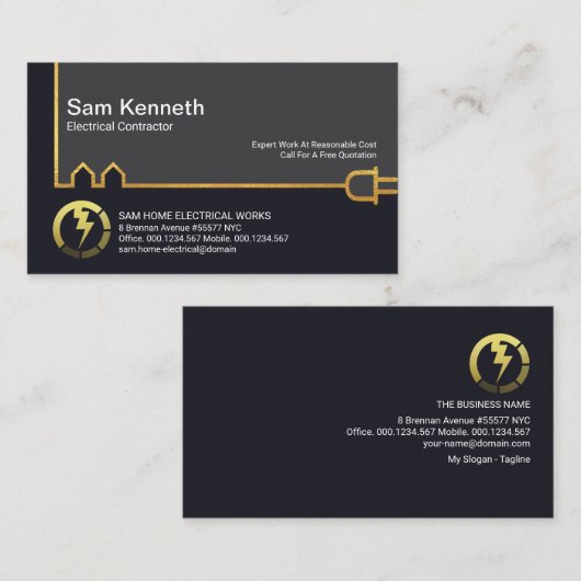 Creative Gold Gebäude Electrical Power Line Visitenkarte (Vorne/Hinten)