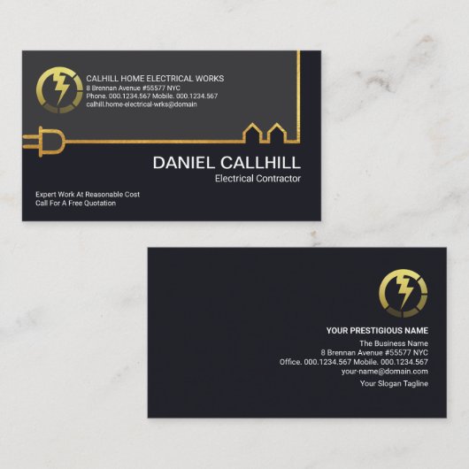 Creative Gold Gebäude Power Cable Electrical Visitenkarte (Vorne/Hinten)