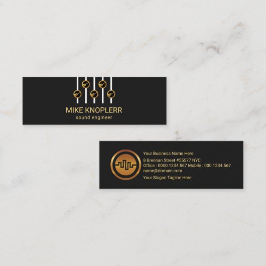 Creative Gold Guitar Equalizer Panel Mini Visitenkarte (Vorne/Hinten)