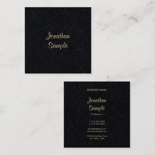 Creative Gold Handgeschriebener Script-Schriftart Quadratische Visitenkarte (Vorne/Hinten)