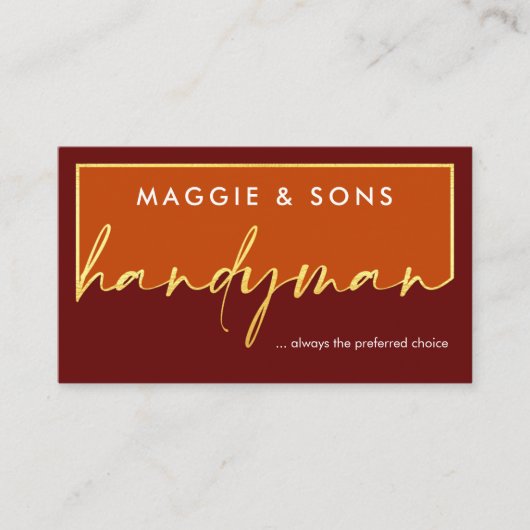 Creative Gold Handyman Signage Frame Visitenkarte (Vorderseite)