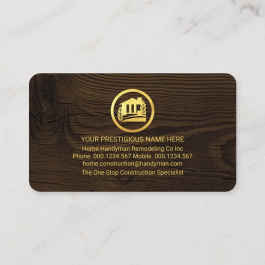 Creative Gold Handyman Tools Building Visitenkarte (Rückseite)