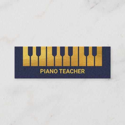 Creative Gold Piano Keys Floating Musical Notes Mini Visitenkarte (Vorderseite)