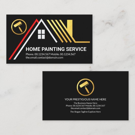 Creative Gold Roof Gebäude Zuhause-Malservice Visitenkarte (Vorne/Hinten)