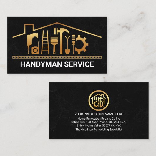 Creative Gold Rooftop Handyman Tools Visitenkarte (Vorne/Hinten)