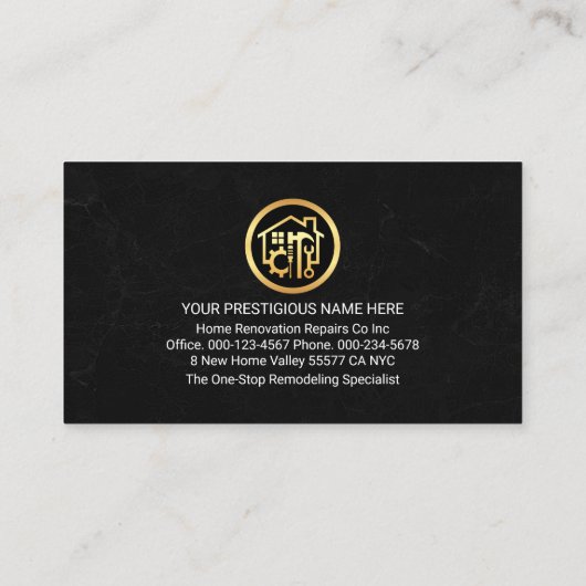 Creative Gold Rooftop Handyman Tools Visitenkarte (Rückseite)
